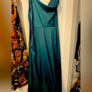 Deep green formal dress.